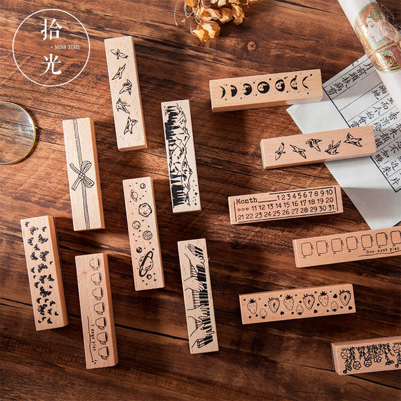 1pc Vintage natural Star Planet Forest rubber seal cute Wood clear stamps DIY scrapbooking decoration bullet journal supplies - AZEKStore