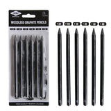EZONE 6PCS Professional Pure Carbon Sketch Pens 2B/4B/6B/8B/2H/HB Woodless Charcoal Pencil For Sketching Drawing Tool Art Supply - AZEKStore