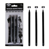 EZONE 6PCS Professional Pure Carbon Sketch Pens 2B/4B/6B/8B/2H/HB Woodless Charcoal Pencil For Sketching Drawing Tool Art Supply - AZEKStore
