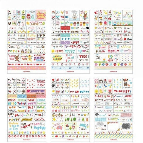 6pcs/lot Kawaii Pink Living PVC Transparent Planner Calendar Diary Journal Sticker Scrapbook Decoration School Office Stationery - AZEKStore