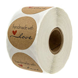 500 Labels per roll Round Natural Kraft Thank You Sticker seal labes Hand Made With Love Sticker Paper Stationery sticker - AZEKStore