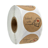 500 Labels per roll Round Natural Kraft Thank You Sticker seal labes Hand Made With Love Sticker Paper Stationery sticker - AZEKStore