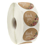 500 Labels per roll Round Natural Kraft Thank You Sticker seal labes Hand Made With Love Sticker Paper Stationery sticker - AZEKStore