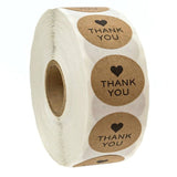 500 Labels per roll Round Natural Kraft Thank You Sticker seal labes Hand Made With Love Sticker Paper Stationery sticker - AZEKStore