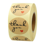 500 Labels per roll Round Natural Kraft Thank You Sticker seal labes Hand Made With Love Sticker Paper Stationery sticker - AZEKStore