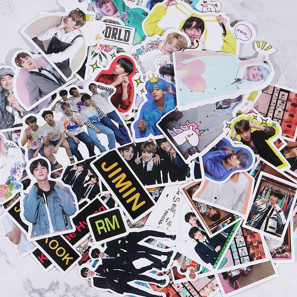 KPOP Bangtan Boys Stickers Diary Calendar Album Scrapbooking Flakes Stickers Handbook Decoration Stationery Supplies Fan Gifts - AZEKStore