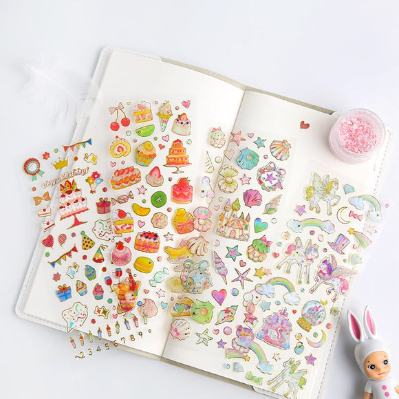 Korean Cute Stickers Stamping Transparent DIY Diary Hand Book Material Decoration Paste Children's Small Stickers Creative - AZEKStore