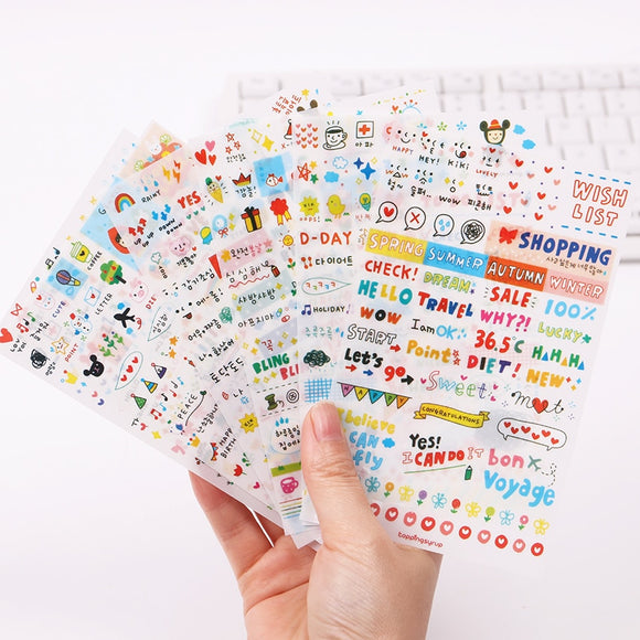 6PCS/set Kawaii Cute Drawing Market Planner Book Diary Decorate Stationery Stickers PVC Transparent Scrapbooking - AZEKStore